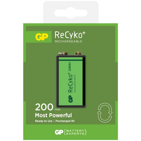 GP Recyko rechargeable battery NiMh 9V 200 mAh GP Recyko rechargeable battery NiMh 9V 200 mAh