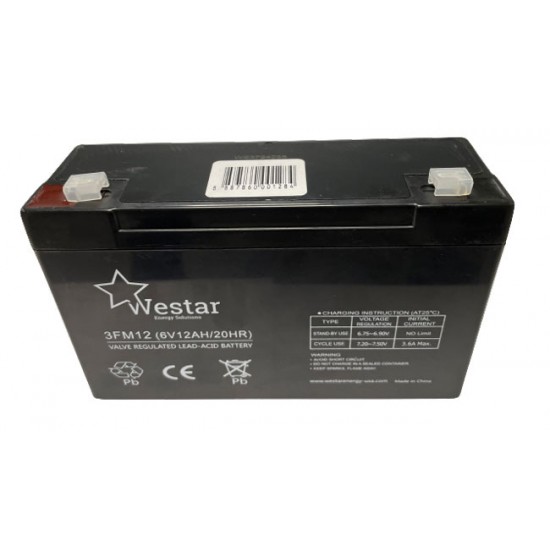 Westar μπαταρία μολύβδου FM 6V 12Ah (3FM12)