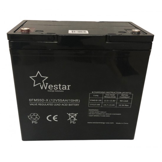 Westar Lead Acid Battery FM 12V 55Ah for UPS (6FM55)