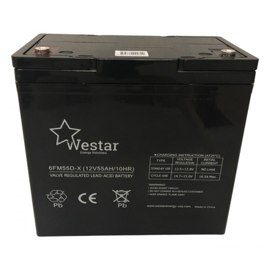 Westar Μπαταρία Μολύβδου FM 12V 55Ah "10 χρόνια "Design Life" (6FM55)