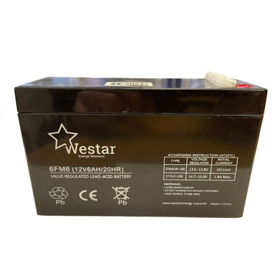 Westar Lead Acid battery 12V 6Ah Long (6FM6)