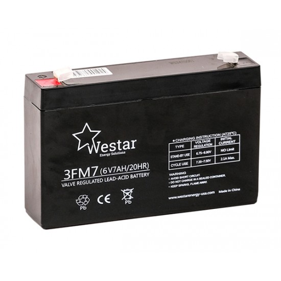 Westar Lead Acid battery FM 6V 7Ah (3FM7)