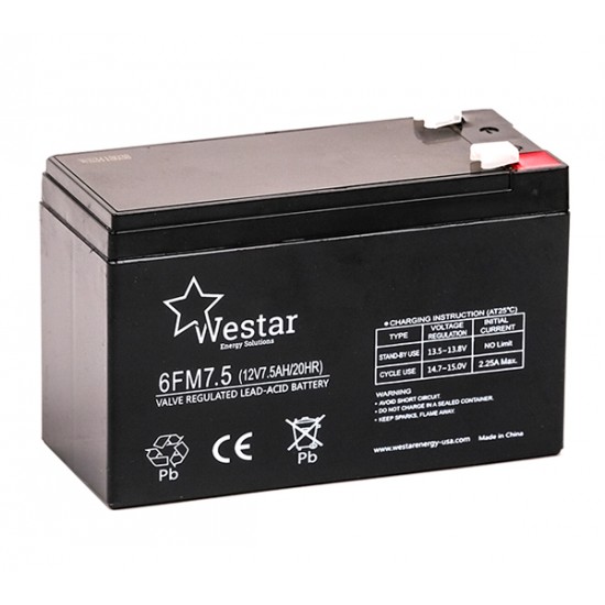 Westar Lead Acid battery 12V 7.5Ah (6FM7.5)
