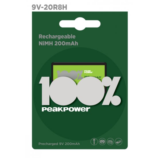 Peak Power by GP rechargeable battery NiMh 9V 200 mAh Peak Power by GP rechargeable battery NiMh 9V 200 mAh