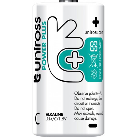 Uniross Power Plus αλκαλική μπαταρία C - LR14 Uniross Power Plus αλκαλική μπαταρία C - LR14