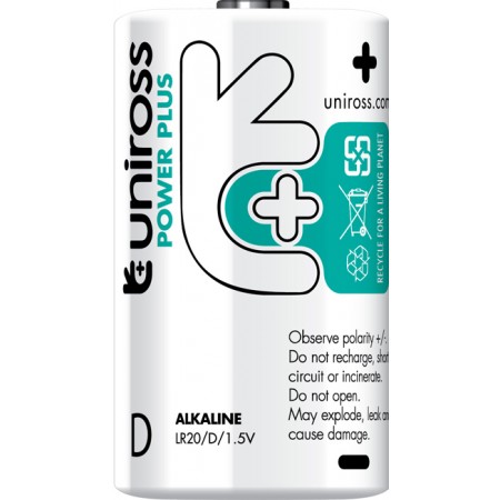 Uniross Power Plus αλκαλική μπαταρία D - LR20 Uniross Power Plus αλκαλική μπαταρία D - LR20