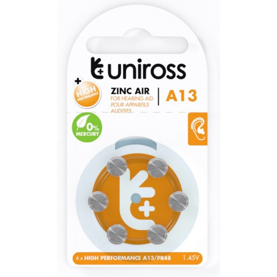 Uniross A13 zinc air Hearing Aid 1.45V