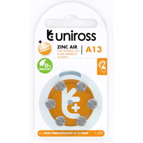 Uniross A13 zinc air Hearing Aid 1.45V Uniross A13 zinc air Hearing Aid 1.45V