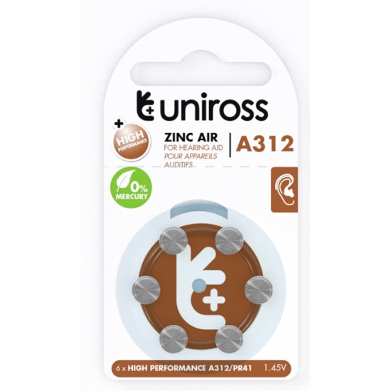 Uniross ZA312 zinc air Hearing Aid