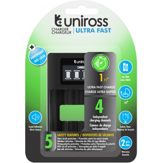 Uniross Φορτιστής Ultra Fast με οθόνη LCD 
