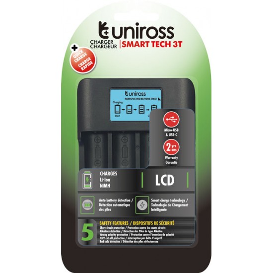 Uniross Φορτιστής Smart Tech 3T LCD