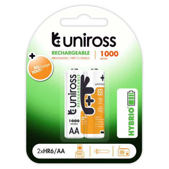 Uniross HYBRIO επαναφορτιζόμενες μπαταρίες AA 1000 NiMh