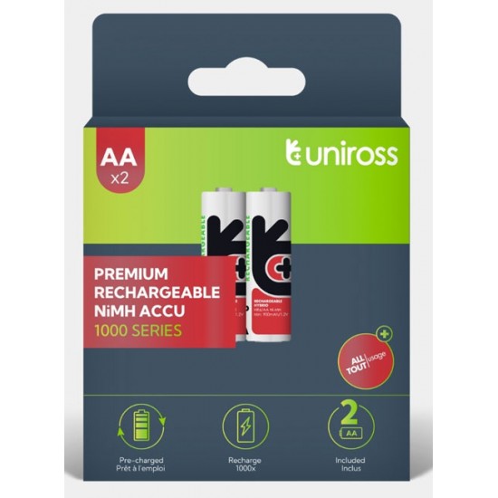 Uniross HYBRIO επαναφορτιζόμενες μπαταρίες AA 1000 NiMh