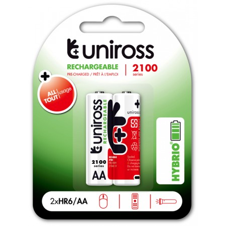 Uniross HYBRIO επαναφορτιζόμενες μπαταρίες AA 2100 NiMh Uniross HYBRIO επαναφορτιζόμενες μπαταρίες AA 2100 NiMh