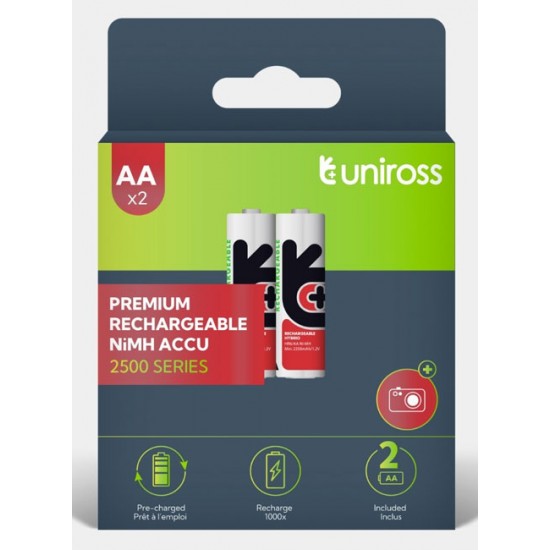 Uniross HYBRIO επαναφορτιζόμενες μπαταρίες AA 2500 NiMh Uniross HYBRIO επαναφορτιζόμενες μπαταρίες AA 2500 NiMh