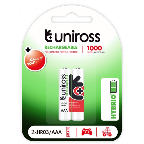 Uniross HYBRIO επαναφορτιζόμενες μπαταρίες AAA 1000 mAh NiMh