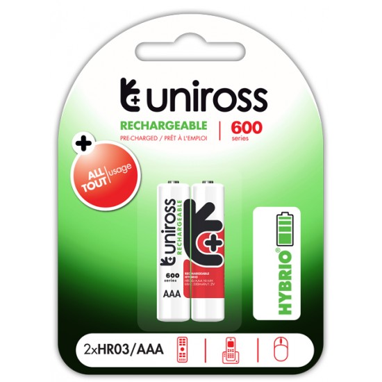 Uniross HYBRIO  επαναφορτιζόμενες μπαταρίες AAA 600 mAh NiMh