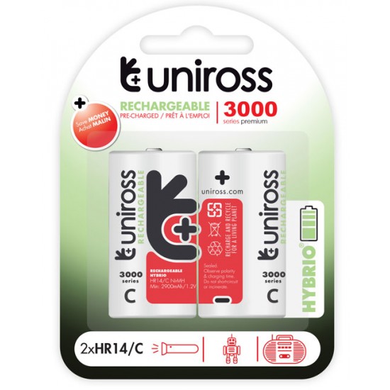 Uniross HYBRIO 2xC 3000 NiMh 1.2V