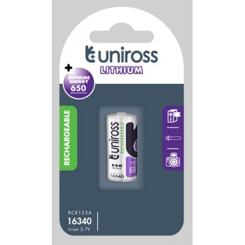 Uniross 16340 Li-Ion rechargeable battery 650mAh (RCR123)
