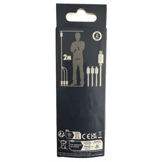 Cable 3 in 1 USB to Lightning, micro-USB & USB-C Cable 3 in 1 USB to Lightning, micro-USB & USB-C