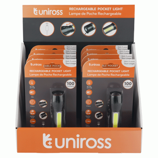 Uniross επαναφορτιζόμενος φακός LED τσέπης 