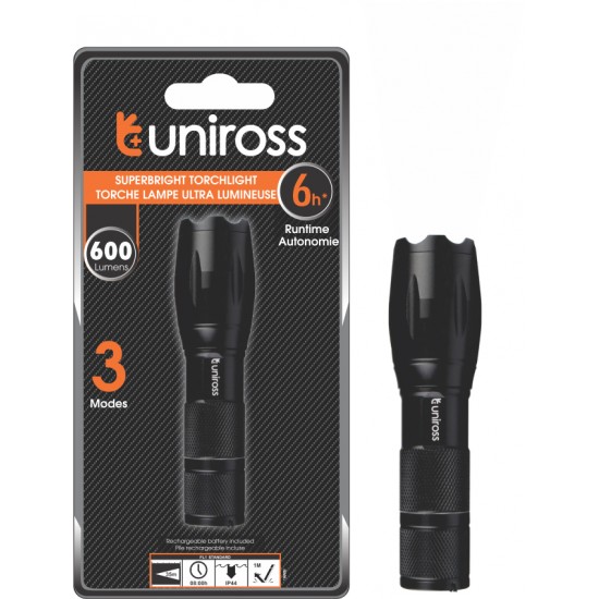 Uniross Aluminum LED Flash Light 600 Lumens Uniross Aluminum LED Flash Light 600 Lumens