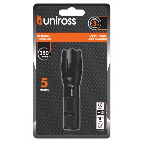 Uniross Aluminum LED Flash Light 350 Lumens Uniross Aluminum LED Flash Light 350 Lumens