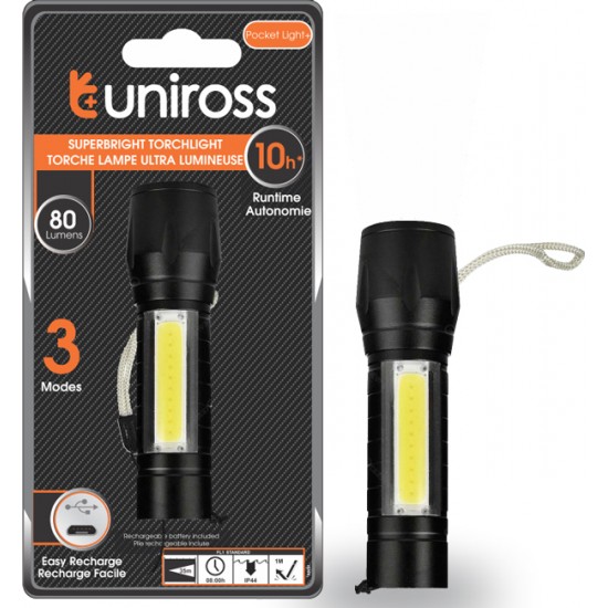 Uniross επαναφορτιζόμενος φακός LED τσέπης Uniross επαναφορτιζόμενος φακός LED τσέπης