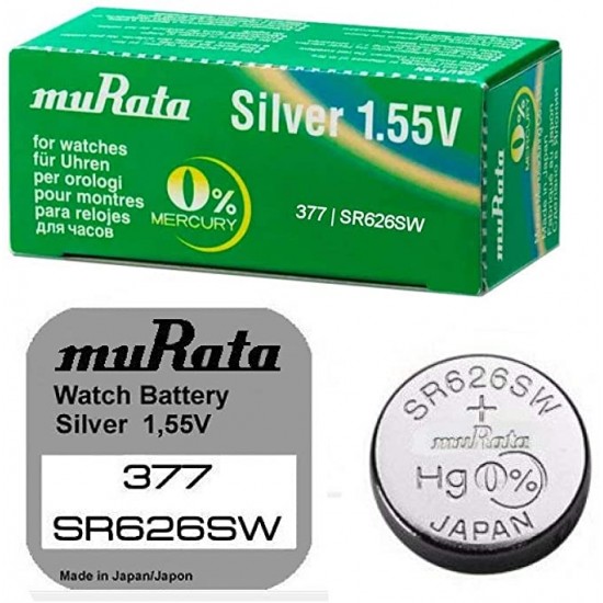 Murata 377 silver oxide button cell